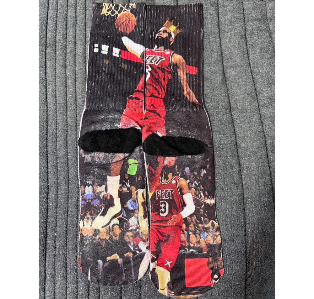 LeBron James NBA Miami Heat Custom Black Dunk Socks - Lightly Used